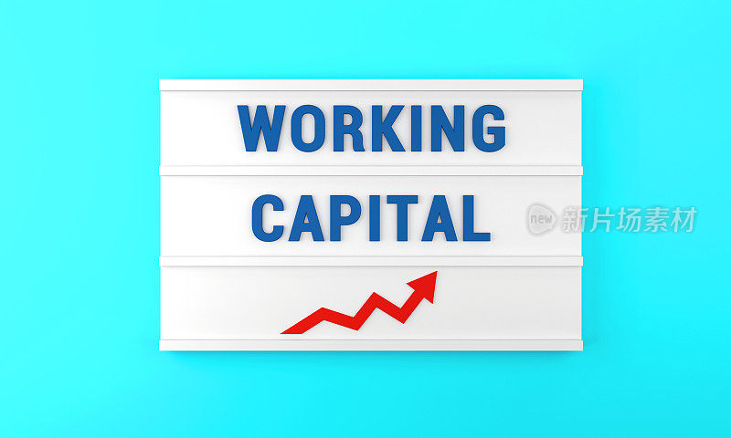 蓝色背景上的成功箭头和Working Capital文本。